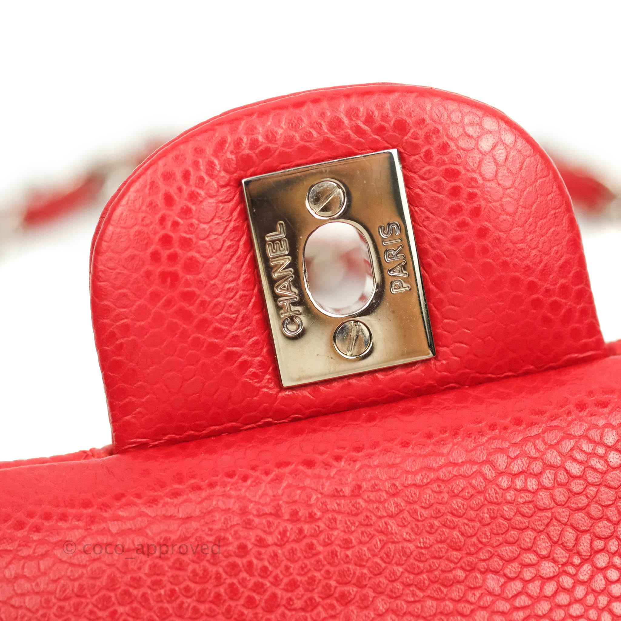 Chanel Classic Medium Double Flap Bag in Red Caviar Leather with Silver Hardware - Perfect for Work, Evening Events & Luxury Gift Giving