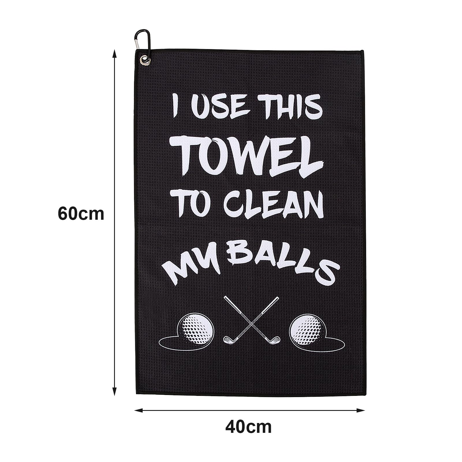 ASIJUNTYECHO Microfiber Golf Towel - Funny Printed Golf Accessory for Men with Clip - Perfect Golf Gift for Husband, Boyfriend or Dad - Ideal for Golf Bags & On-Course Use - Great for Golf Lovers (Black #1)