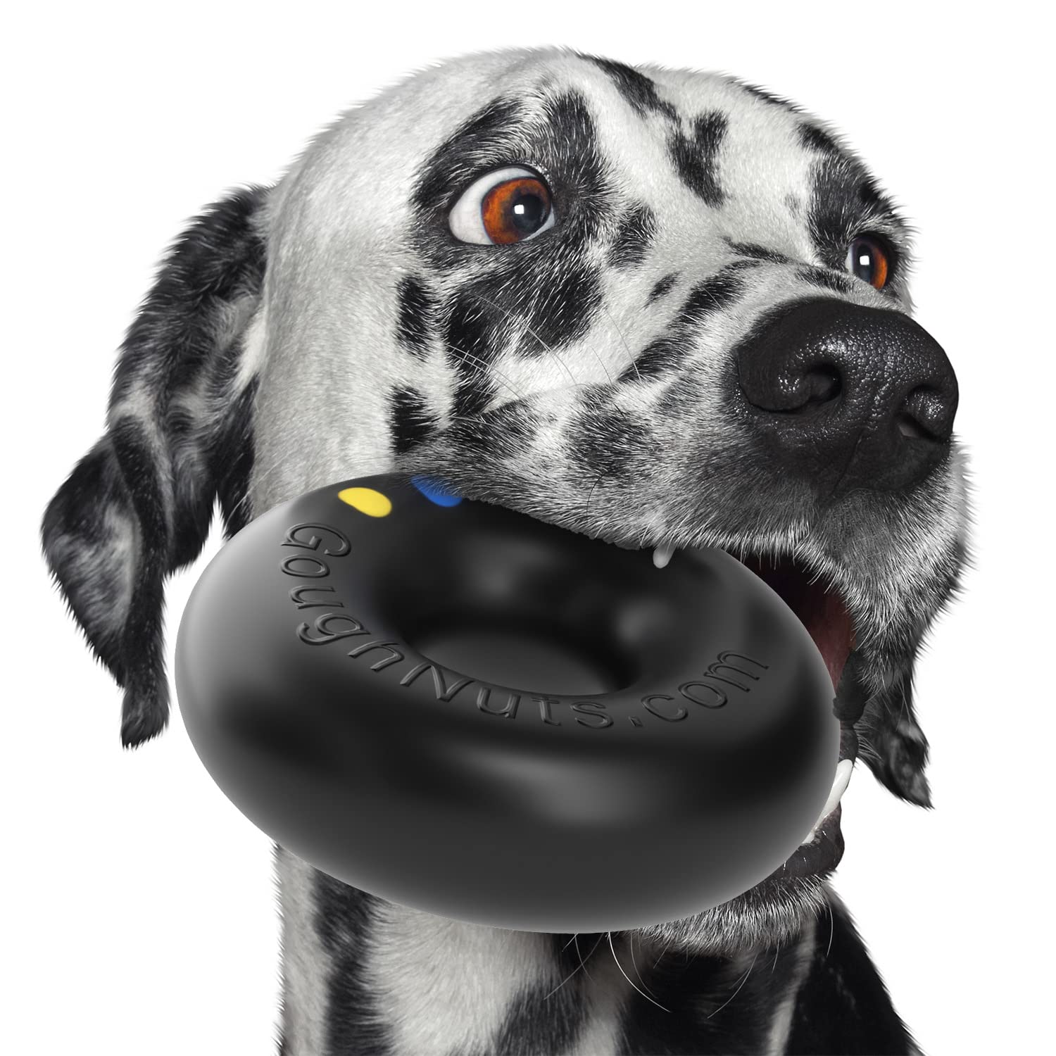 Goughnuts Indestructible Dog Toys for Aggressive Chewers - Heavy Duty Chew Toy for Large Breeds Like Pit Bulls, German Shepherds | Virtually Unbreakable, Durable Rubber Chew Toy for Powerful Jaws | Perfect for Training, Boredom Relief & Dental Health (Black)