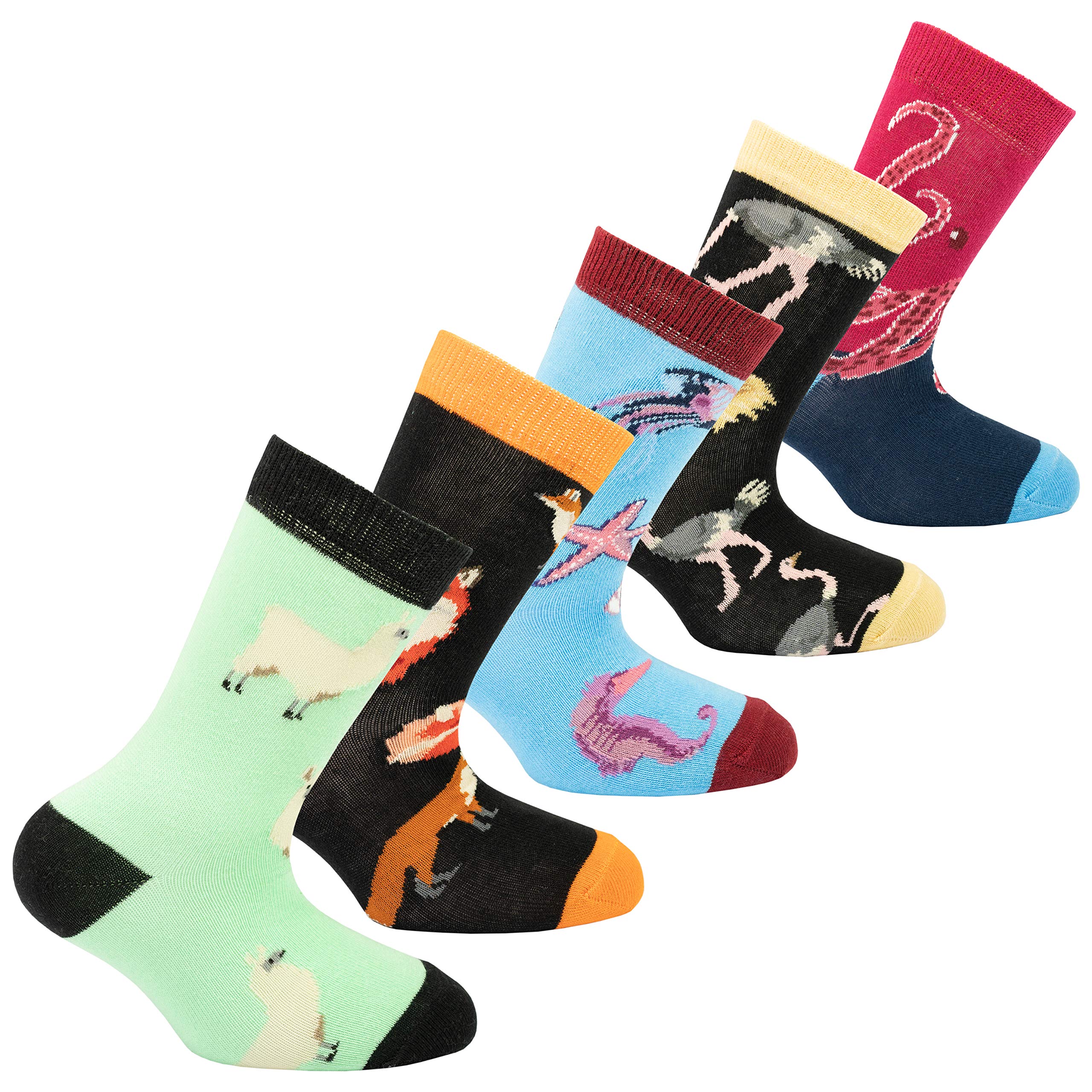 Kids 5-Pair Fun Colorful Cotton Crew Socks Gift Set - Soft Dress Socks for Boys & Girls - Perfect for School, Parties & Everyday Wear
