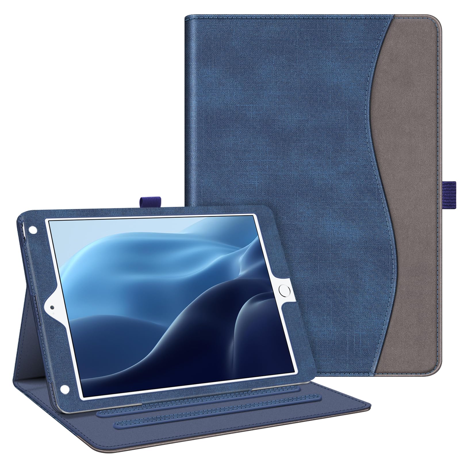 Fintie Protective Case for iPad 6th/5th Generation (2018/2017 Model) & iPad Air 2/Air 1 (9.7 Inch) - Shockproof Corner Protection, Multi-Angle Stand, Built-in Pocket - Denim Indigo - Perfect for Work, School & Travel