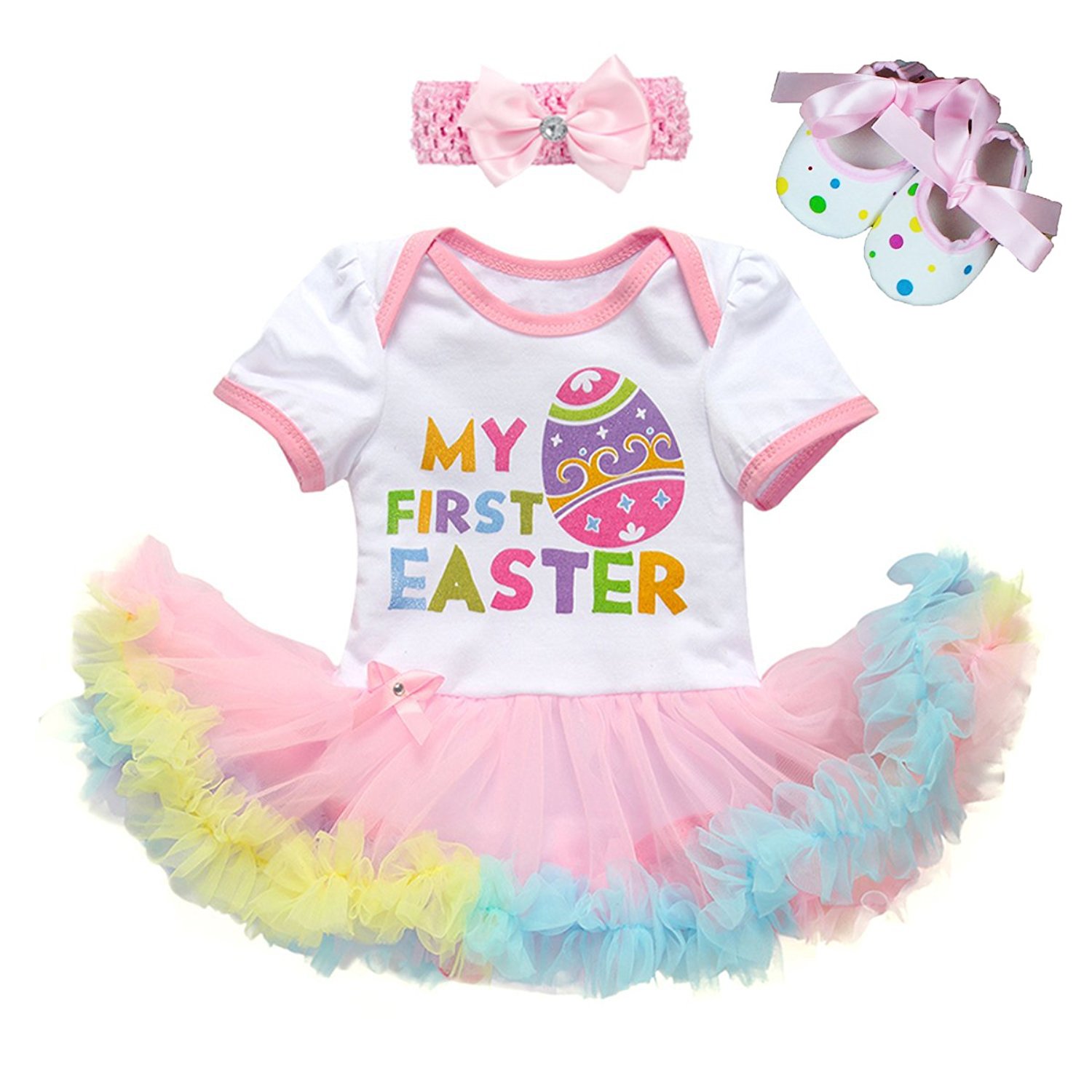 Baby Girls Valentine Easter Day Outfit - Boutique Bodysuit Onesie & Tutu Set for Easter Photos & Holiday Celebrations