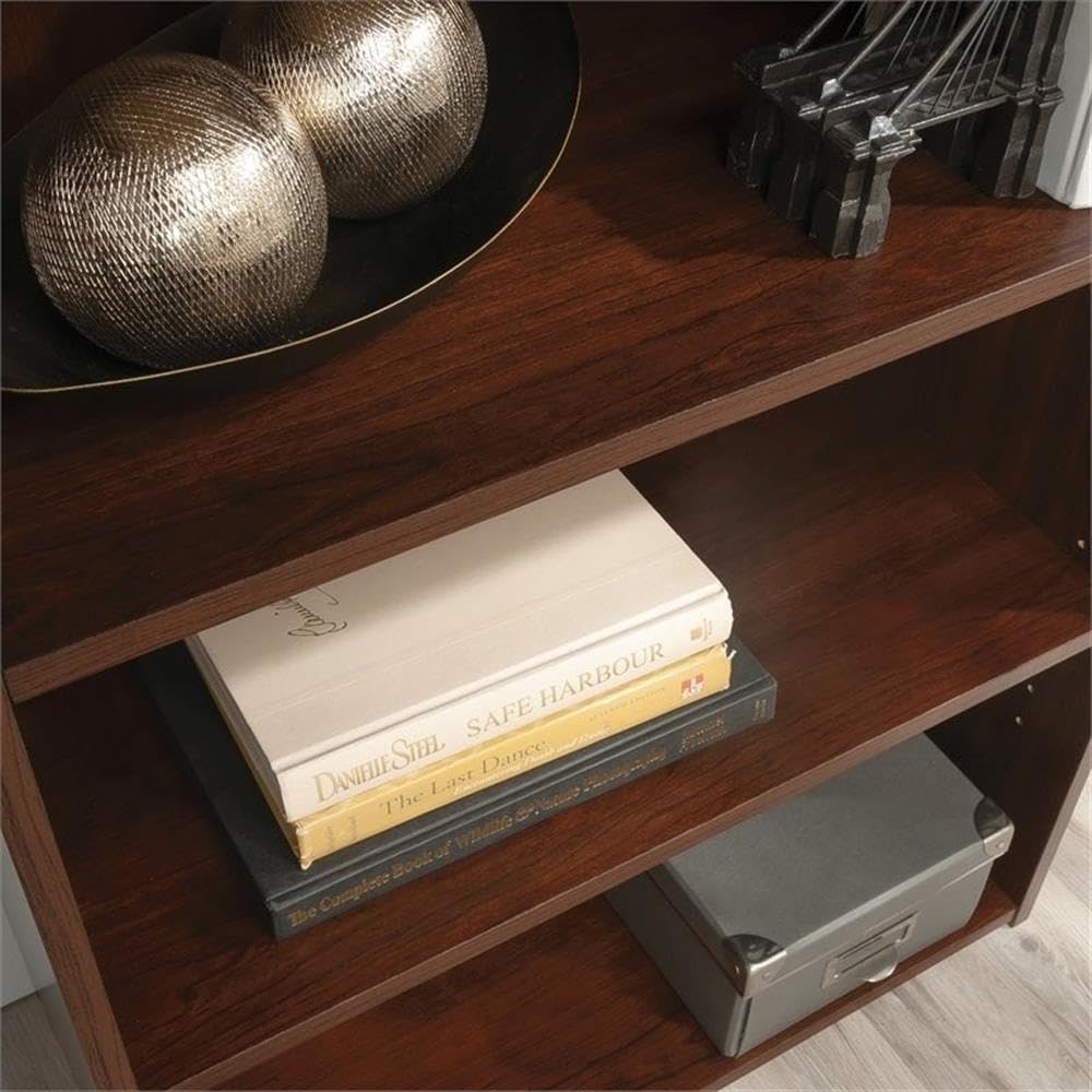 Pemberly Row 3-Shelf Modern Engineered Wood Bookcase in Brook Cherry - Stylish Storage for Books, Decor & Office Supplies | Perfect for Living Room, Home Office & Bedroom Organization