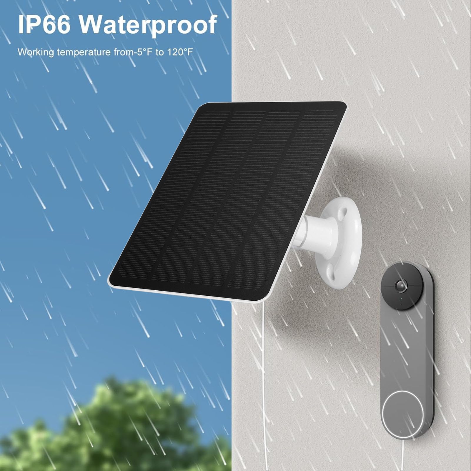 10W Solar Panel for Outdoor Security Cameras - Compatible with Google Nest, Ring Video Doorbell 2/3, 2K Doorbell Camera - Weatherproof Solar Charger for Continuous Power (Ideal for Home Surveillance, Driveway Monitoring & Smart Doorbell Systems)