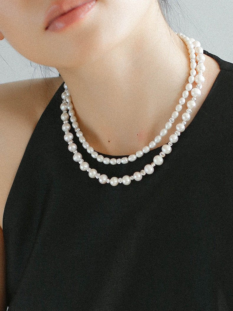 Minimalist Freshwater Pearl Silver Bean Necklace - Elegant Rice Pearl Jewelry for Women - Perfect for Weddings, Parties & Everyday Wear