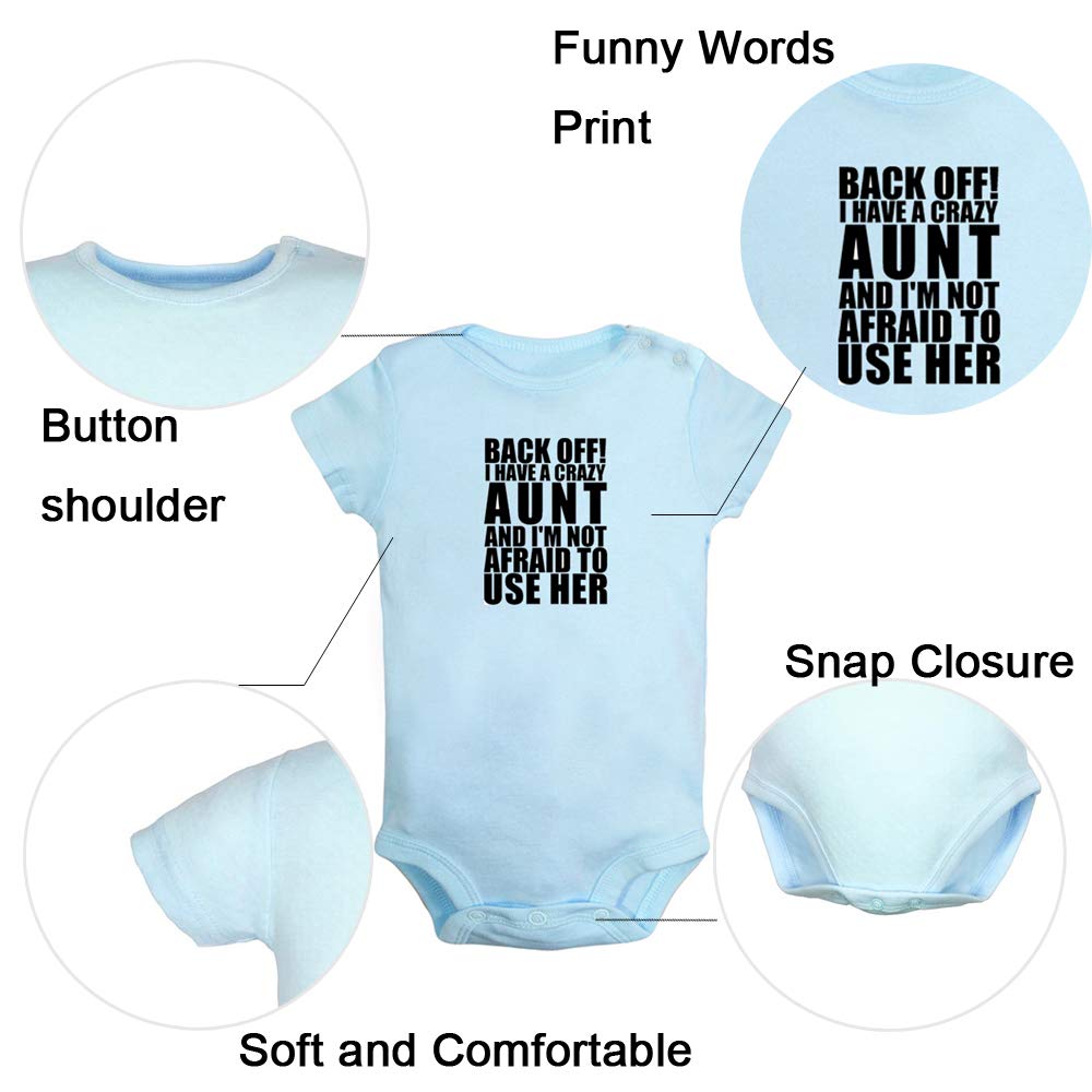 iDzn Pack of 2 Funny Baby Romper Outfits - 'Back Off! I Have A Crazy Aunt' & 'My Aunt Loves Me More Than Tacos' Infant Bodysuits for Newborns - Perfect for Family Gatherings, Photo Shoots & Birthday Parties