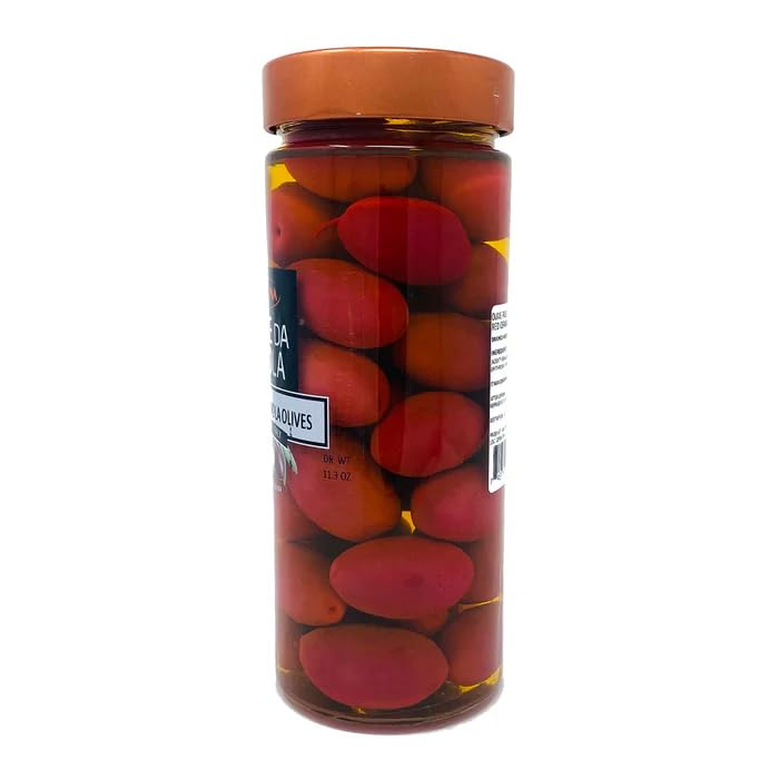 Premium Italian Table Olives - Cerignola Red Olives from Italy | Authentic Mediterranean Snack for Charcuterie Boards, Salads & Gourmet Cooking