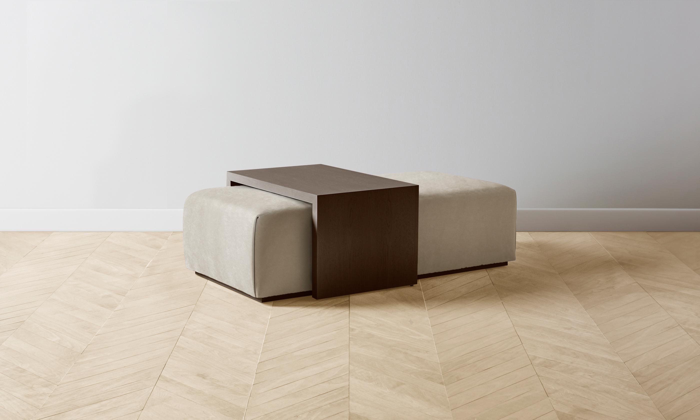 The Bowery Ottoman - Performance Velvet Taupe - Stylish & Durable Footstool for Living Room, Bedroom & Office - Perfect for Relaxing, Extra Seating & Home Decor