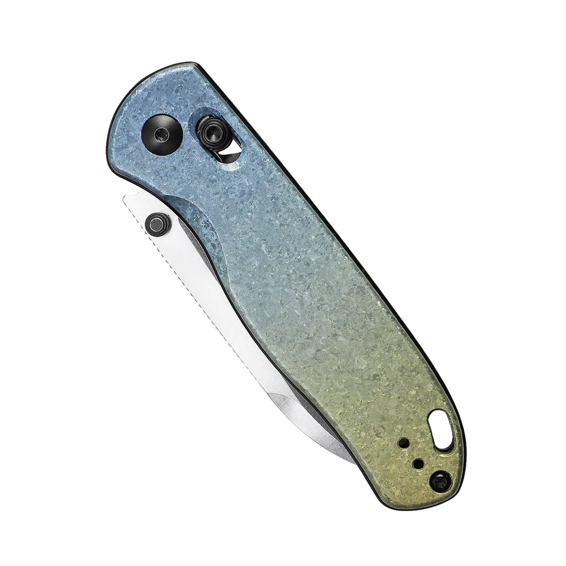 Kizer Ki3619A3 AZO Drop Bear Folding Knife - LC200N Stonewashed Drop Point Blade & Gradient Titanium Handles - EDC Pocket Knife for Outdoor Camping, Hiking and Survival Gear