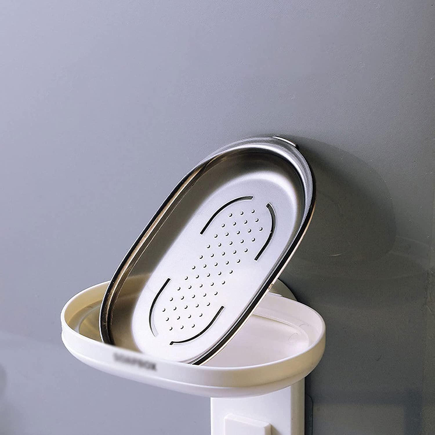 **Double-Deck Rotating Soap Dish Holder - Hollow Drain Design, Punch-Free Bathroom Storage Box for Shower & Sink (Color: C) - Perfect for Small Spaces & Travel**