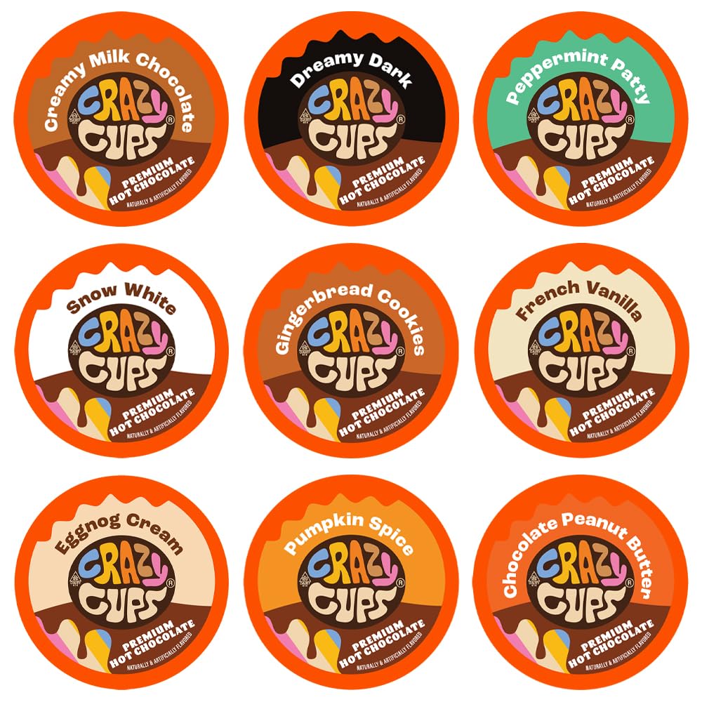 Crazy Cups Flavored Hot Chocolate Pods Variety Pack - 50 Count Single Serve Hot Cocoa for Keurig K-Cup Brewers | Recyclable & Eco-Friendly | Perfect for Holidays, Gifts & Cozy Winter Nights