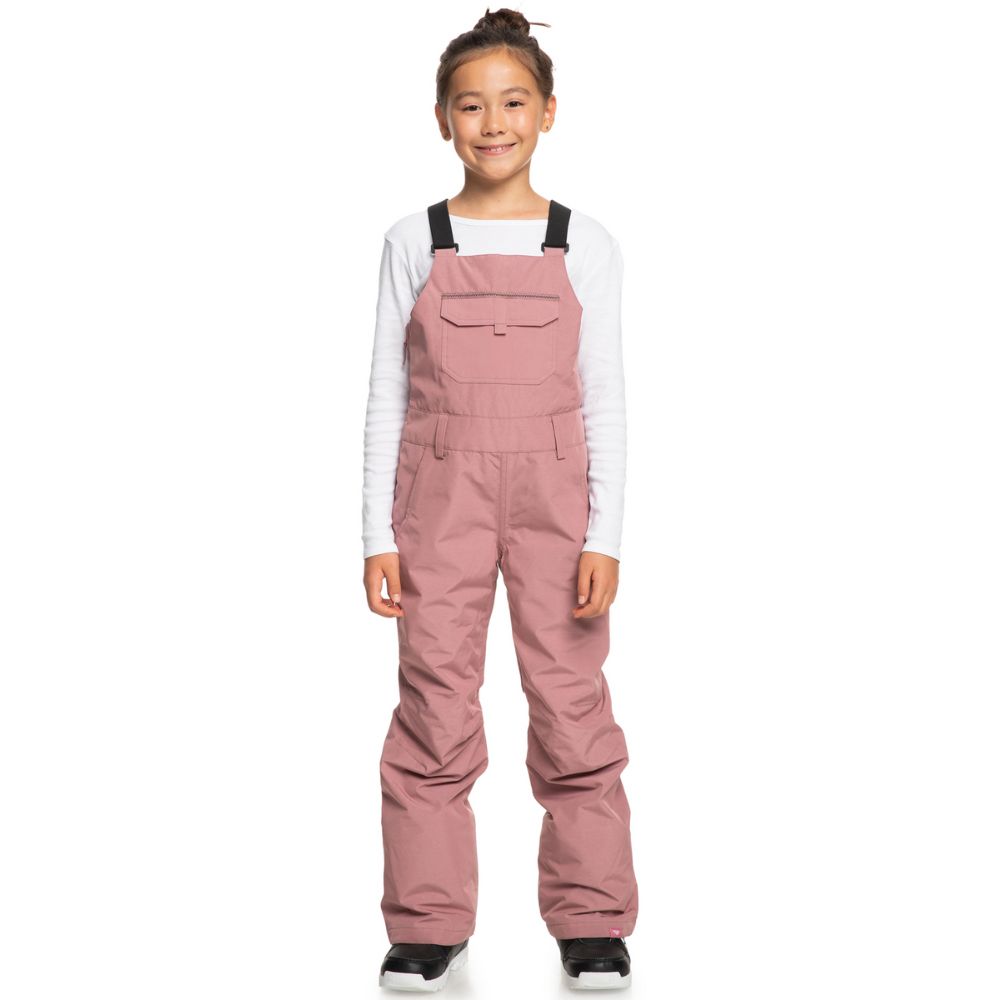 Roxy Non Stop Girls Bib Ski Pants - Waterproof Snow Pants for Girls, Insulated Winter Ski Bibs, Dusty Rose - Perfect for Skiing, Snowboarding & Winter Outdoor Activities