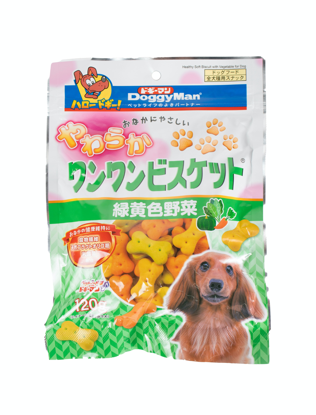 DoggyMan Bowwow Soft Biscuit with Vegetables - Healthy Dog Treats 120g for Small & Medium Breeds | Perfect for Training Rewards & Daily Snacks