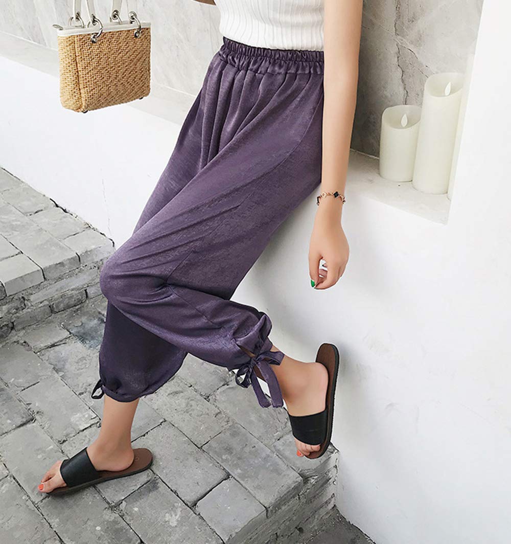Yehopere Women's Harem Pants - Wide Leg Baggy Capri Joggers with Elastic Waist | Loose Bohemian Yoga Lounge Pants for Casual Wear, Travel & Home Comfort