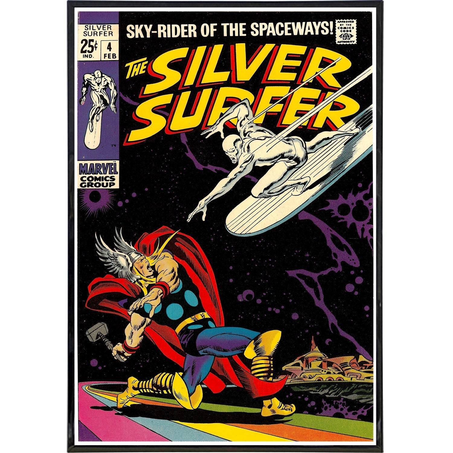 Silver Surfer Issue 4 Comic Book Cover Print - Marvel Collectible Wall Art for Superhero Fans & Comic Book Lovers