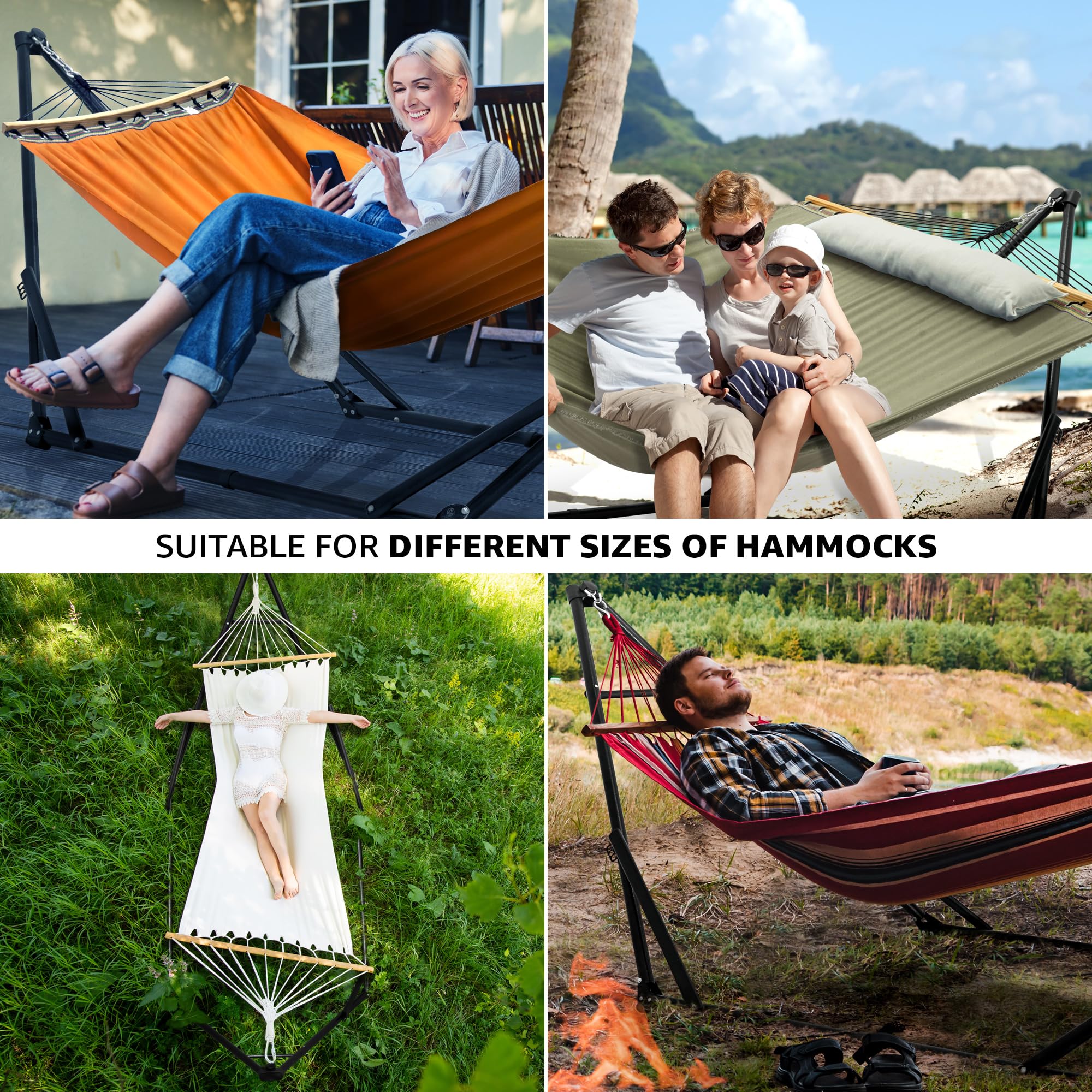 Premium 800 lbs Capacity Steel Double Hammock Stand for 2 Persons - Adjustable Tranquillo Unity Hammock Stand for Indoor & Outdoor Use - Perfect for Backyard Relaxation, Camping & Patio Lounging (Sage Green)