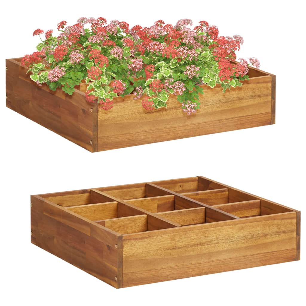 Premium CHARMMA Acacia Wood Herb Garden Raised Bed Planter Box - 23.6