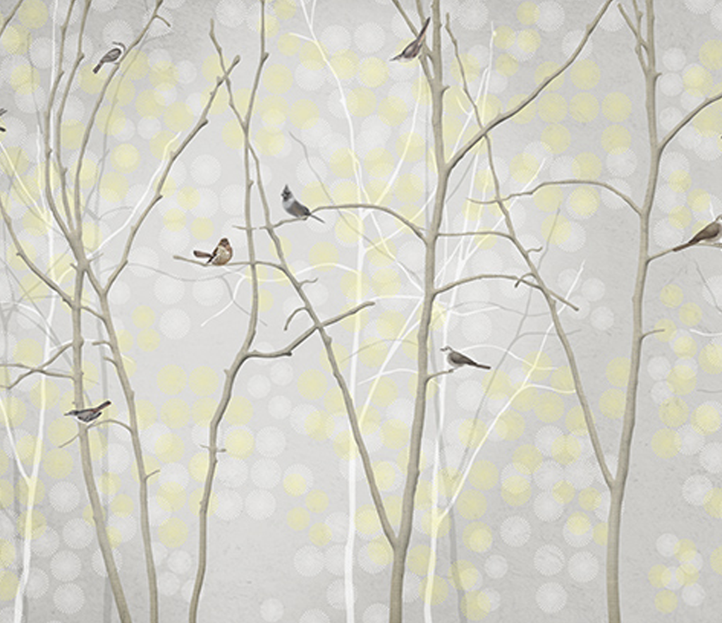 Winter Trees and Birds Wallpaper Mural - Nature-Inspired Wall Decor for Living Room, Bedroom & Nursery | Peel and Stick Removable Wallpaper