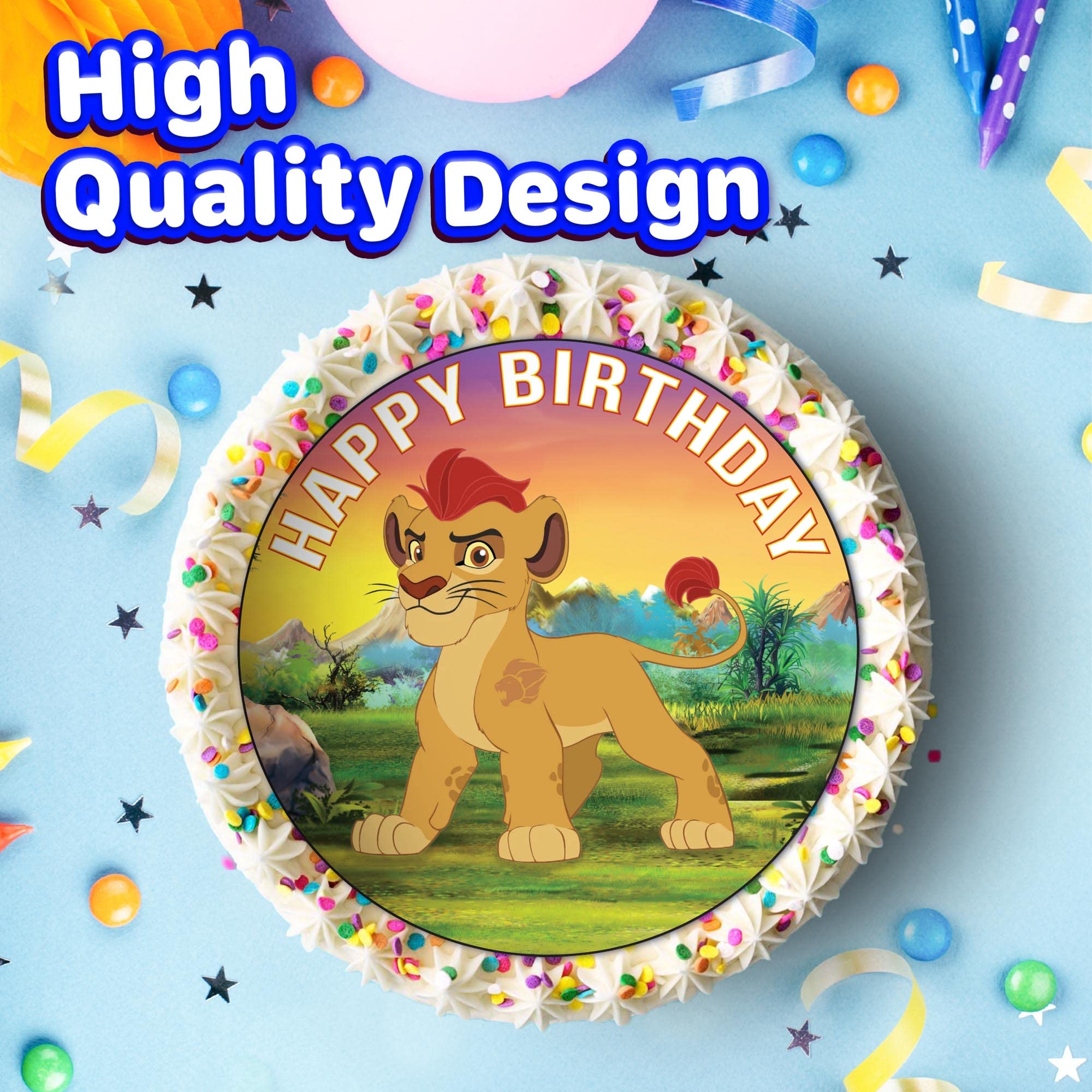 7.5 Inch Edible Cake Toppers - Brave Lion Guardians Themed Birthday Party Decorations for Cakes, Cupcakes & Desserts | Perfect for Kids Birthday Parties, Baby Showers & Special Celebrations