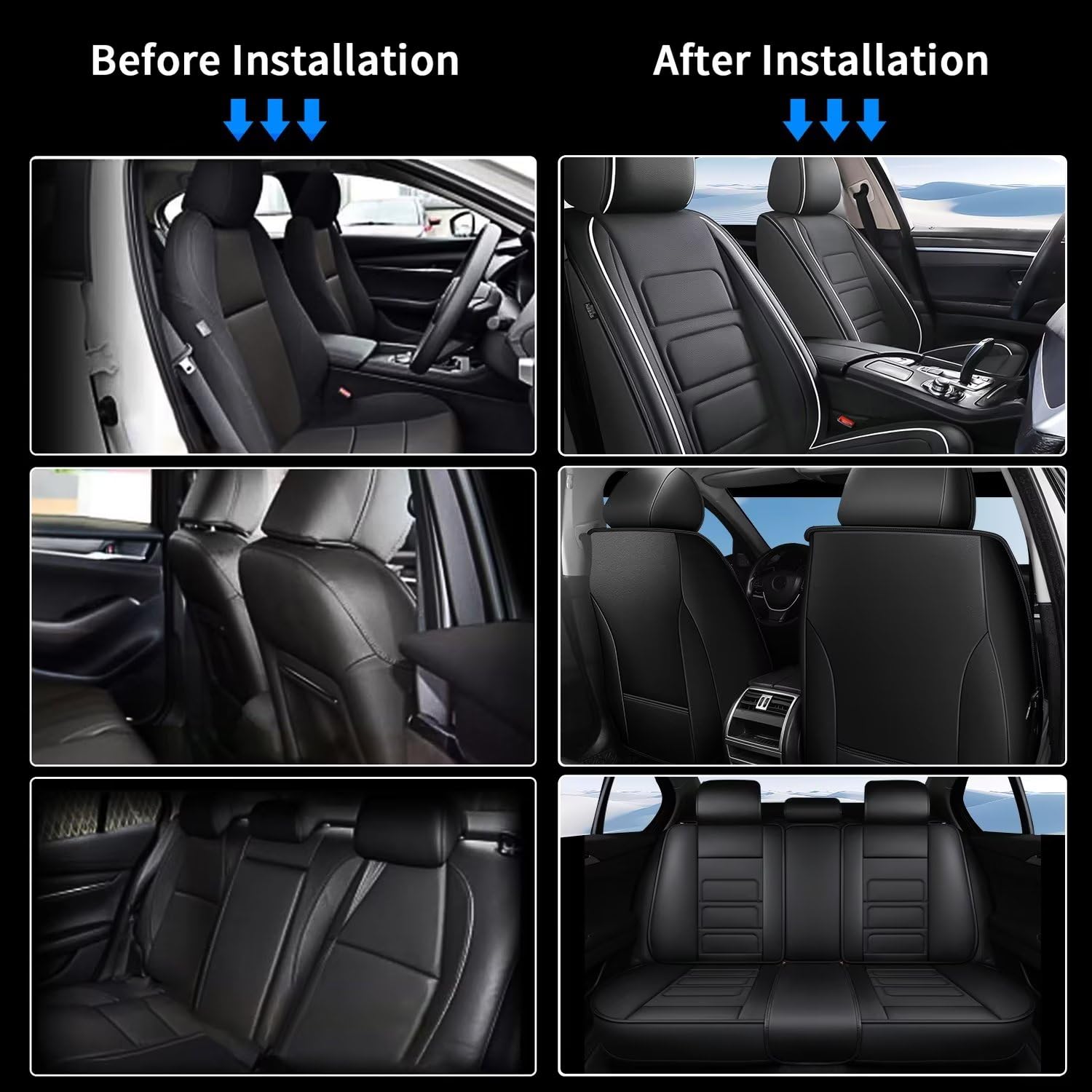 TTX LIGHTING Waterproof Leather Car Seat Covers Full Set (5 Seats) for Subaru Impreza 2012-2025 - Black Automotive Seat Protector | Perfect for Daily Commuting, Road Trips & Family Protection