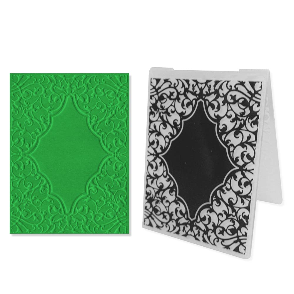 3D Textured Flower Embossing Folder for Card Making - Reusable Plastic DIY Scrapbooking Tool with Leaves Frame Design - Perfect for Handmade Greeting Cards, Photo Albums, and Paper Crafts