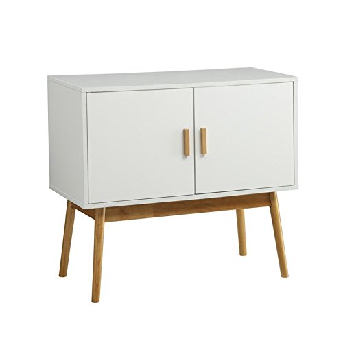 Allora White Storage Console Table with Solid Wood Legs - Entryway Organizer, Hallway Furniture, Living Room Side Table with Storage