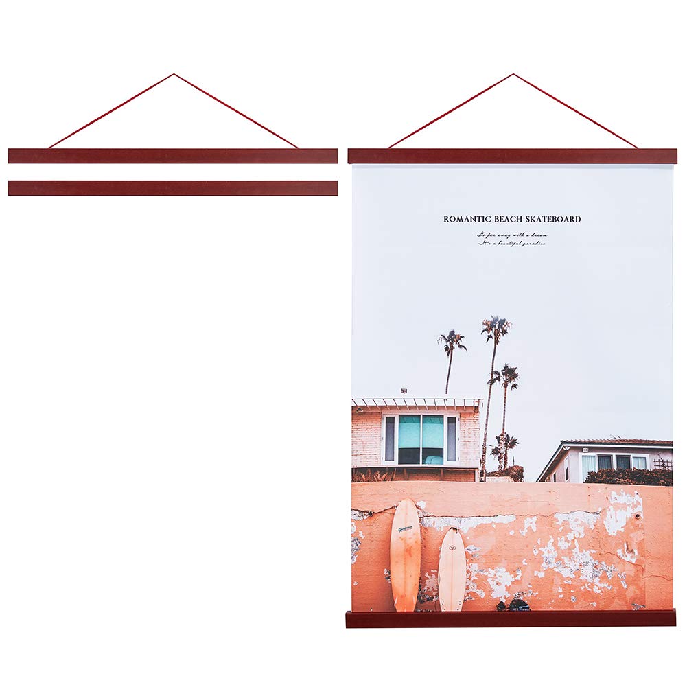 Artmag Magnetic Poster Hanger Frame - 11x14 & 11x17 Light Wood Display Kit for Canvas Art, Prints & Posters (Mahogany, 11 Inch) - Perfect for Home Decor, Office Wall Art & Gallery Displays