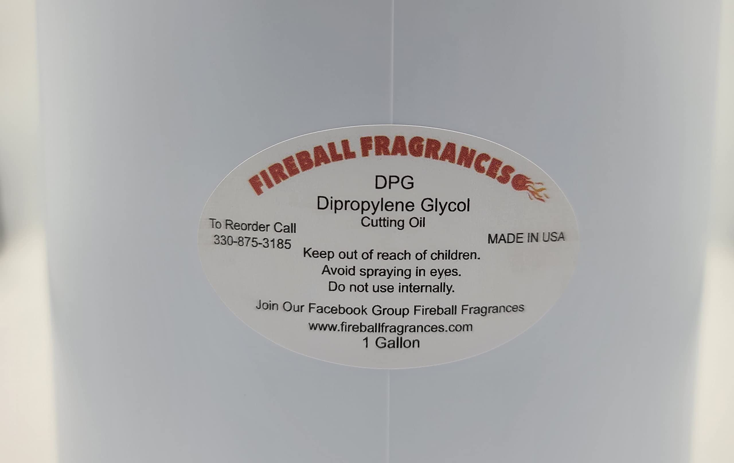 Fireball Fragrances Premium Manufacturer Grade DPG - Dipropylene Glycol (2 Gallons) | High-Quality Carrier Oil & Cutting Oil for DIY Perfumes, Cosmetics & Industrial Applications