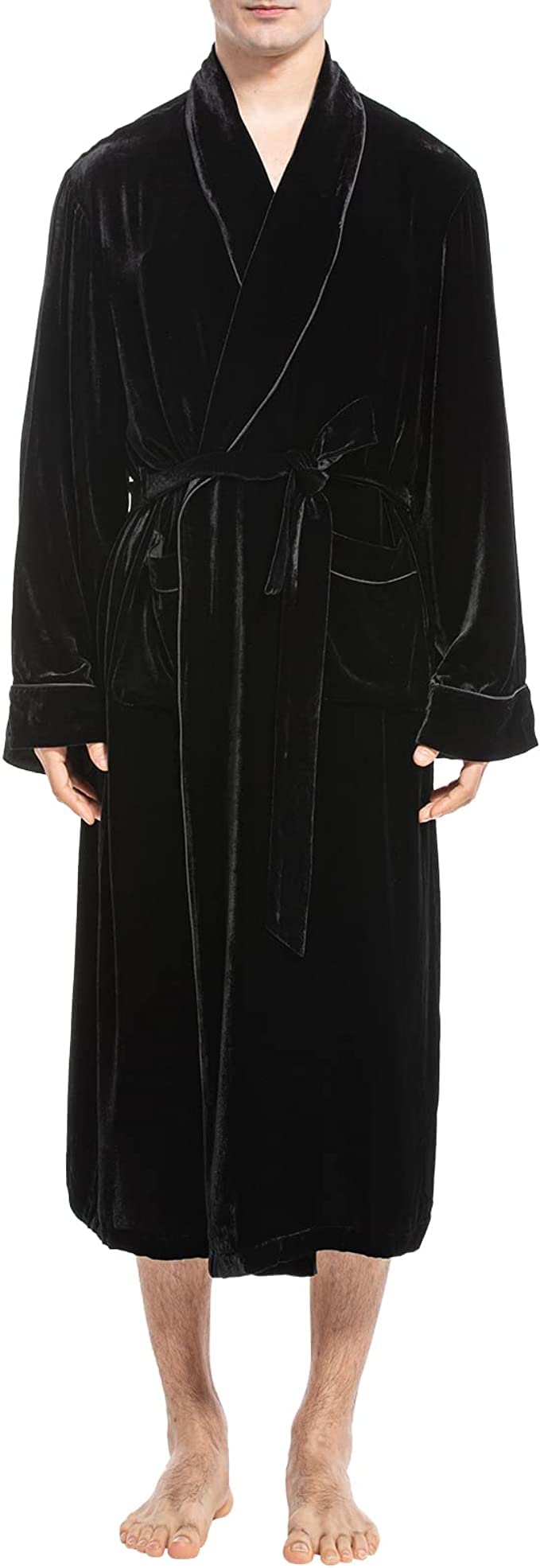 Luxury Men's Silk Velvet Robe - Soft Plush Bathrobe & Nightgown for Winter | Warm Comfortable Loungewear for Home, Spa & Relaxation