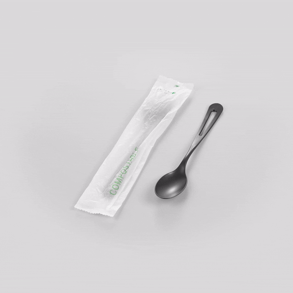 Eco-Friendly Black CPLA Compostable Plastic Spoons - Heat Resistant, 7.5 Inch, 250 Count Bulk Box - Perfect for Parties, Picnics & Sustainable Dining