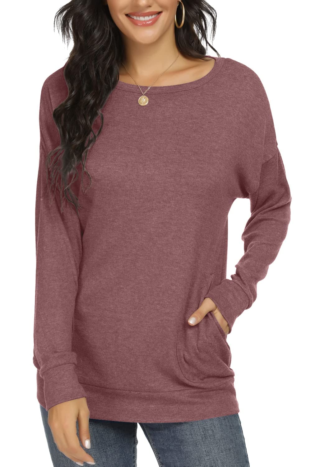 Women's Long Sleeve Casual Tops - Elegant Blouse Tunic with Pockets | Stylish Office Wear & Everyday Outfits for Women