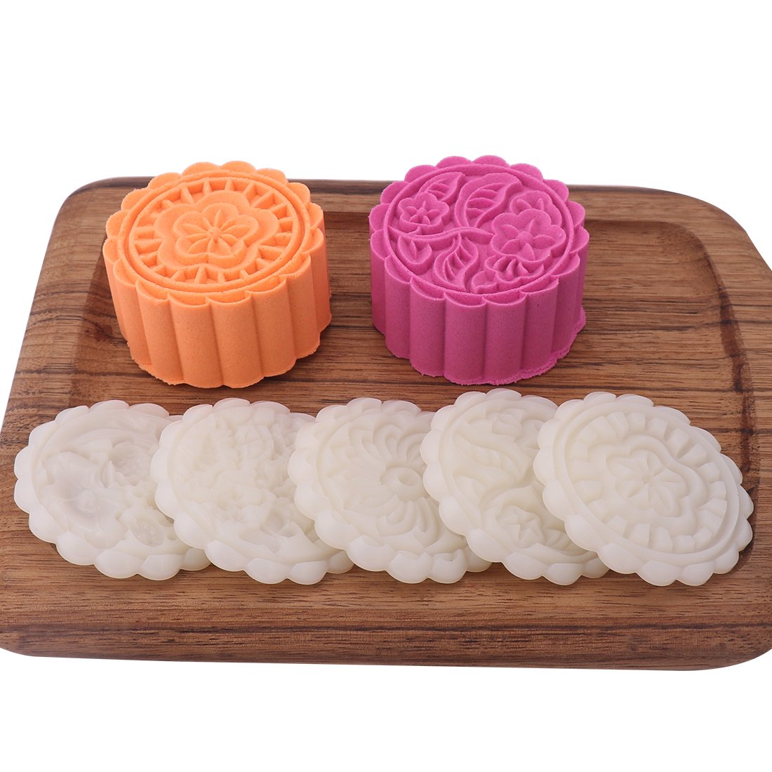 150g 5pcs Adjustable Cookie Stamps Set - Moon Cake Mold & Christmas Cookie Press for DIY Baking, Hand Press Cutter for Cookies, Cakes & Pastries - Perfect for Holiday Baking, Home Decor & Gift Making