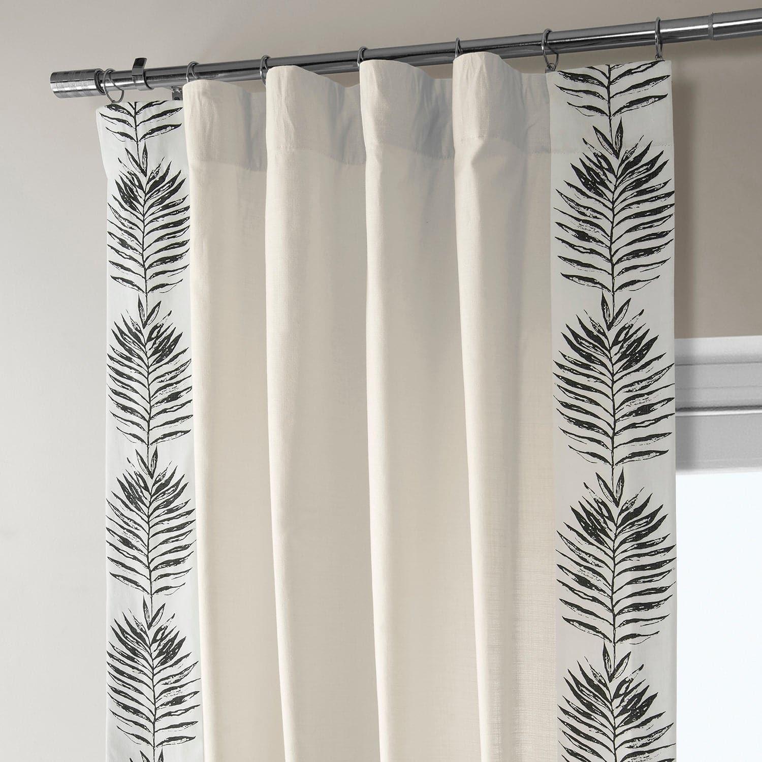 Black Bordered Cotton Curtains by Sago - Elegant Window Treatments for Living Room & Bedroom - Light Filtering & Privacy