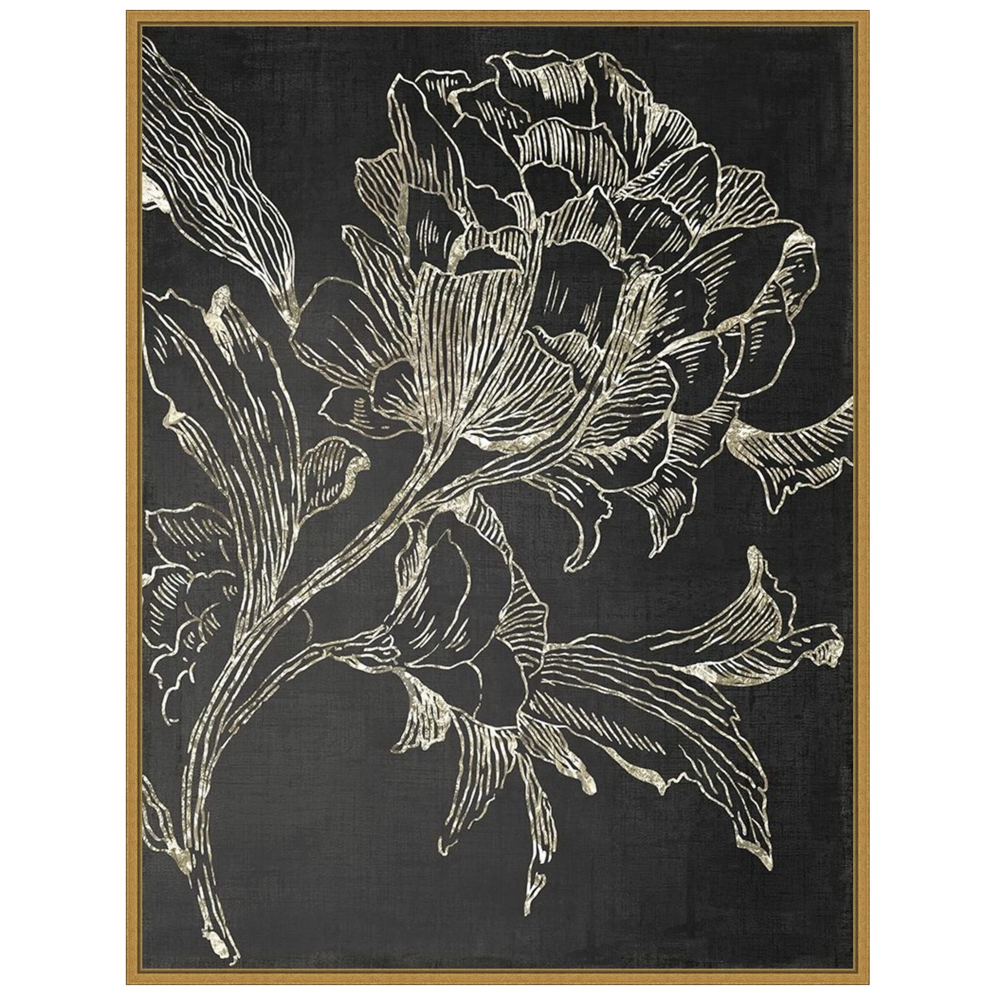 Amanti Art Framed Canvas Wall Art - 30x23 Golden Flower Folklore by Asia Jensen, Abstract Modern Contemporary Decor, Large Framed Poster Painting for Living Room & Bedroom - Perfect for Home Office, Dining Room & Gift Giving