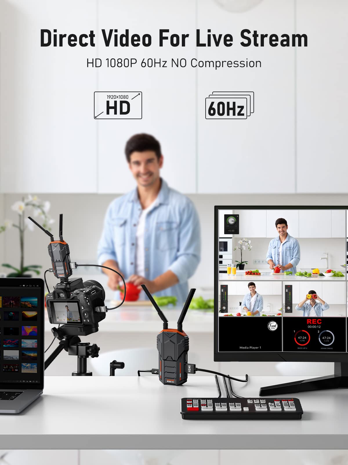 Lemorele Wireless HDMI Receiver for R100L Wireless Video Transmission System - Supports Pairing Up to 4 Receivers with 1 Transmitter | Perfect for Home Theater, Conference Presentations & Live Streaming
