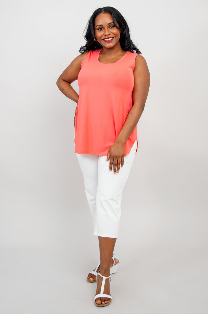 Women's Coral Bamboo Jazz Tank Top - Breathable & Comfortable Summer Casual Wear for Yoga, Beach, and Everyday Outfits