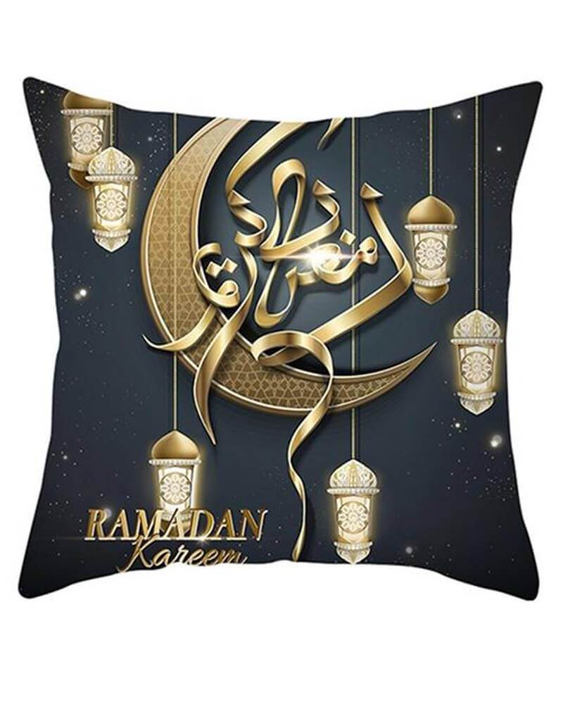 Black Gold Ramadan Kareem Pillowcase - Elegant Islamic Home Decor for Ramadan & Eid Celebrations - Perfect for Sofa, Bedroom & Gift Giving