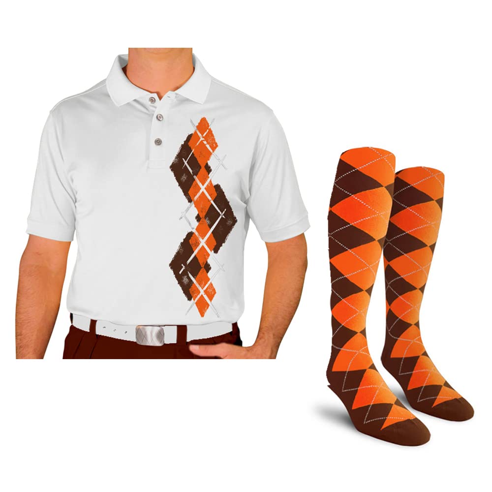 Dry Fit Short Sleeve Graphic Golf Polo Shirt with Socks for Men - Breathable Moisture Wicking Performance Shirt & Comfortable Socks Set - Argyle Paradise Design (AA-ZZ) - Perfect for Golfing, Casual Wear & Outdoor Activities