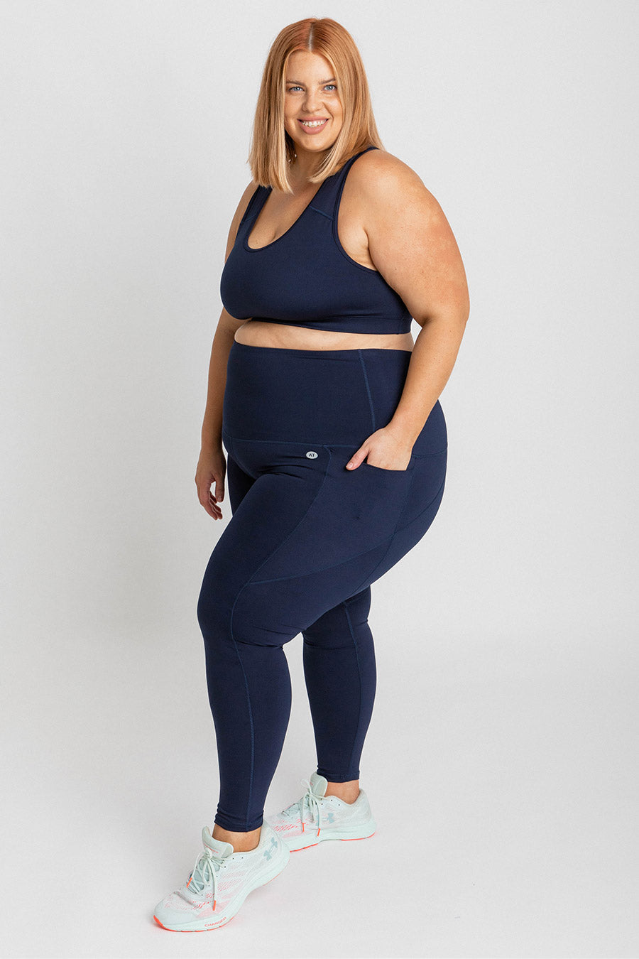 High Waist Yoga Leggings for Women - Navy Blue Workout Running Training Pants - Perfect for Gym, Pilates & Lounge Wear