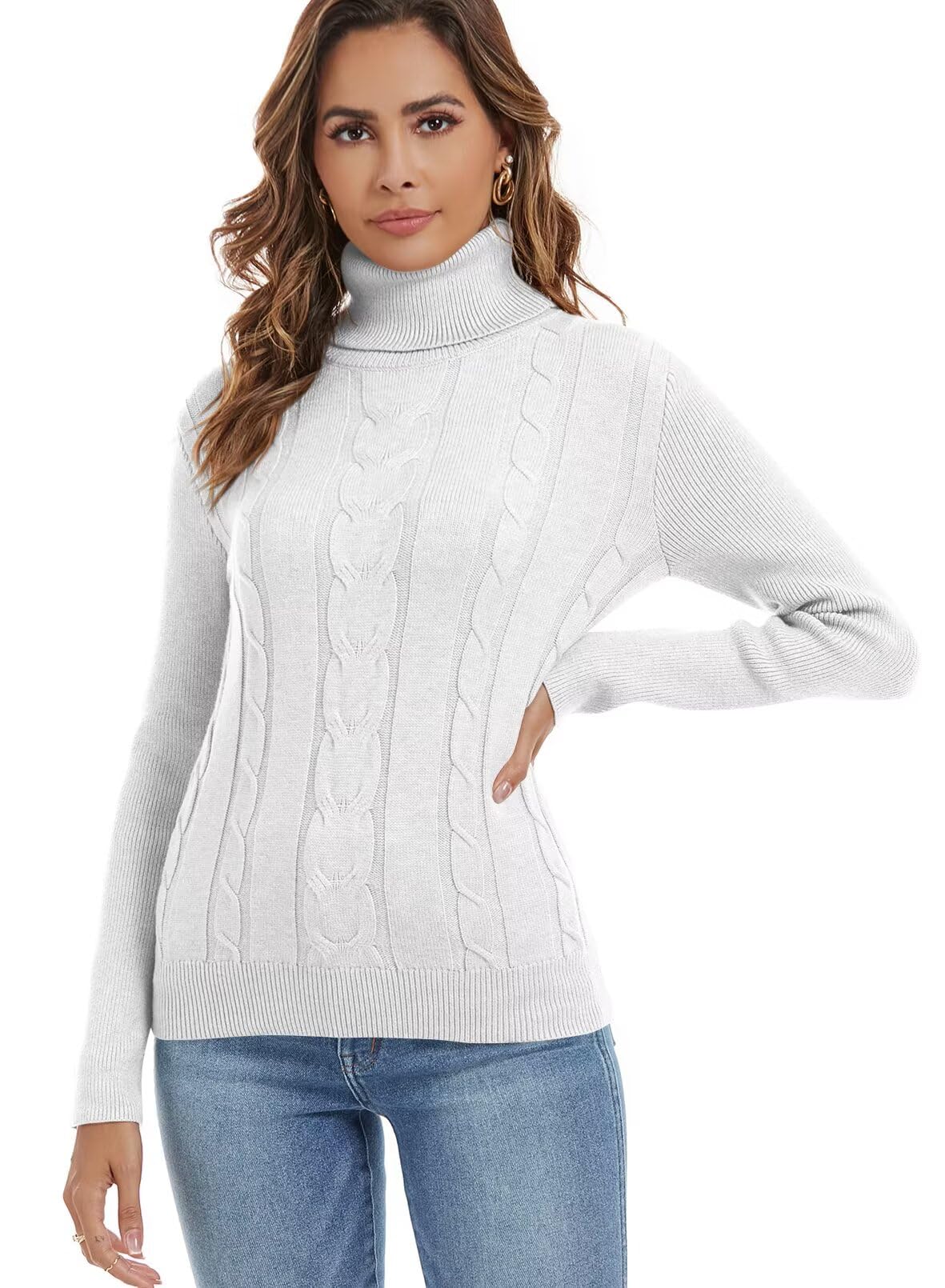 FEKOAFE Women's Long Sleeve Ribbed Knit Turtleneck Sweater - Solid Color Pullover for Fall Winter 2025 | Cozy Office Wear, Casual Outfits & Holiday Fashion