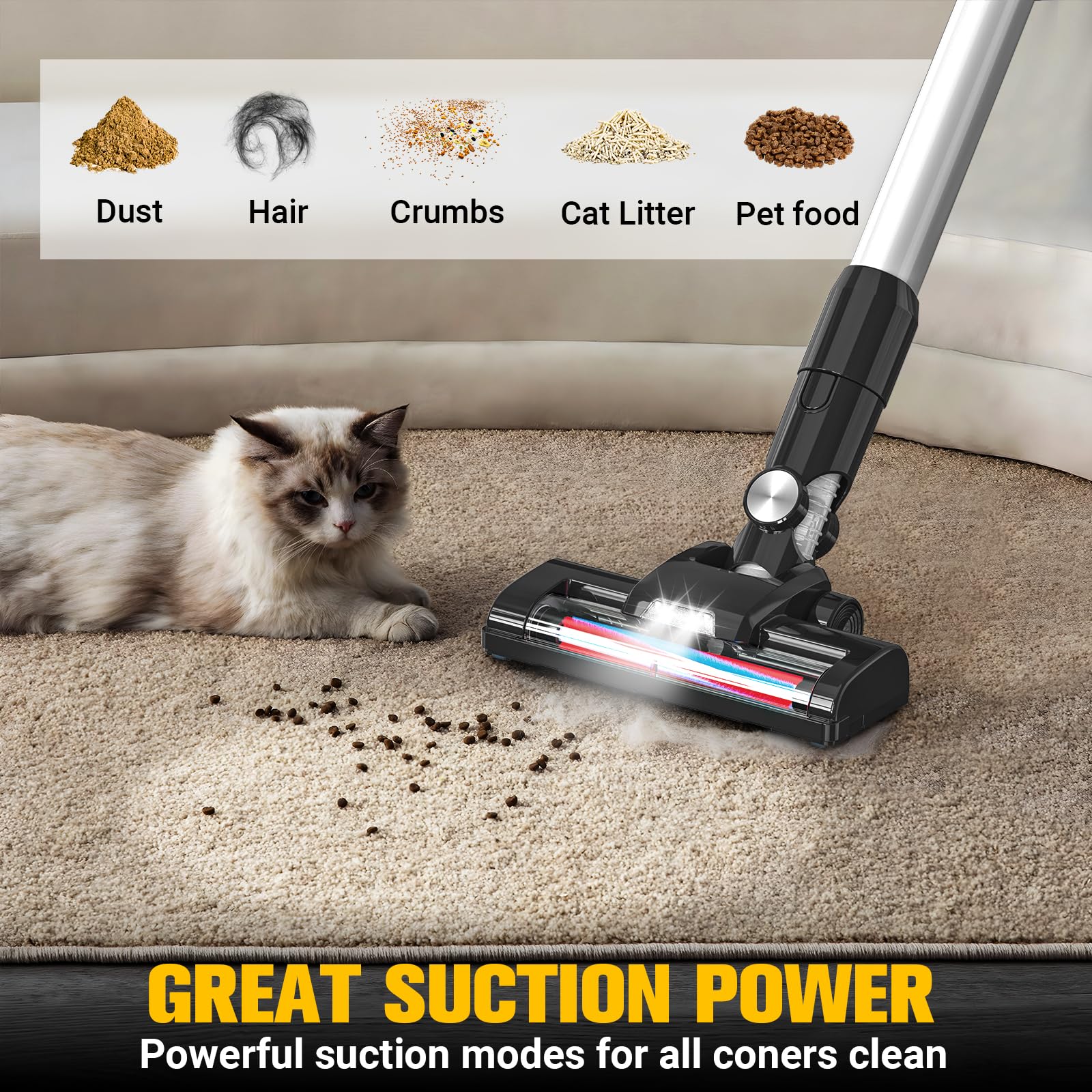 **DeWALT 20V Cordless Stick Vacuum Cleaner (No Battery Included) - 30kPa Lightweight, 2-Speed Suction, 180° Bendable Wand for Hard Floors, Pet Hair, Car & Carpet - Ideal for Quick Home Cleaning & Auto Detailing**