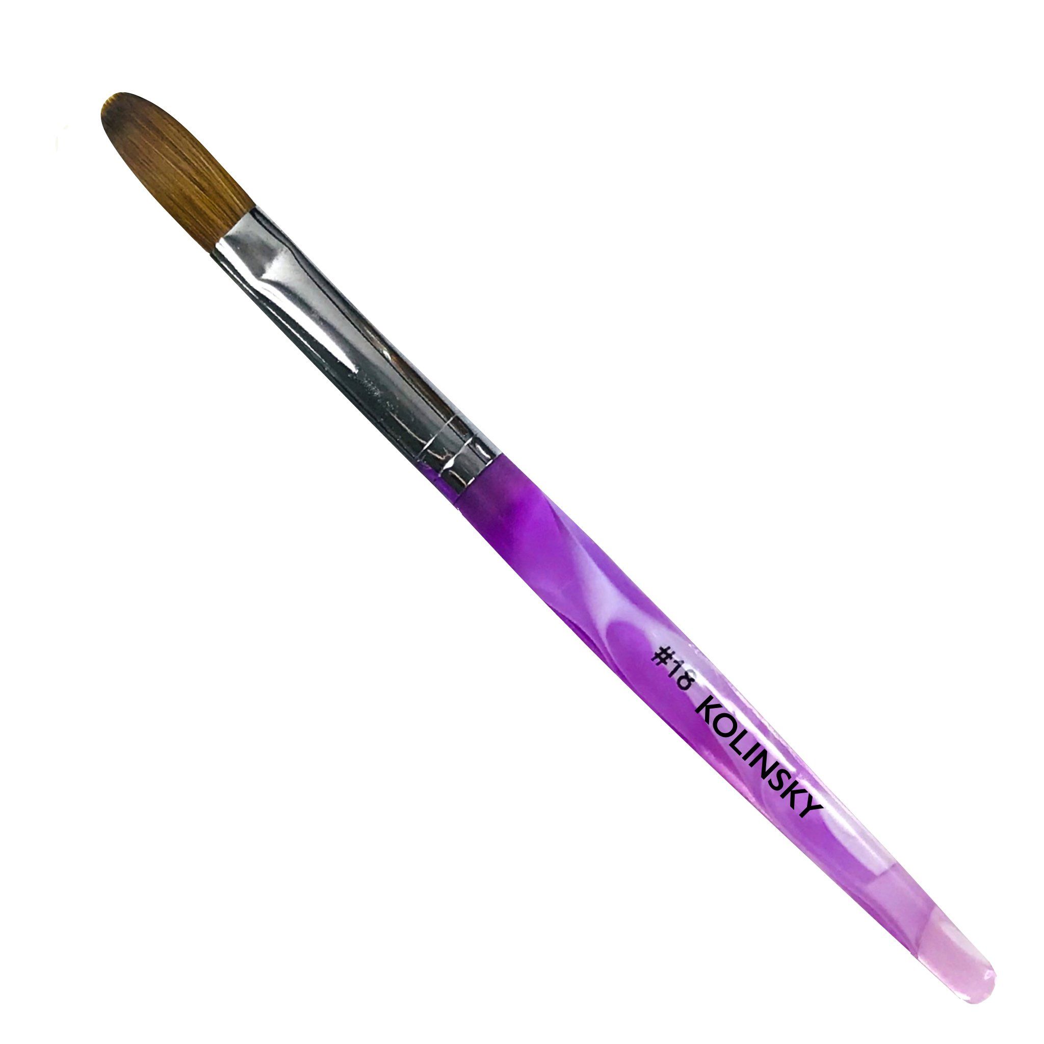 Premium Acrylic Kolinsky Nail Brush #18 - Professional Crimped Handle for Salon & Home Manicure - Perfect for Gel, Acrylic Nails & Nail Art Application