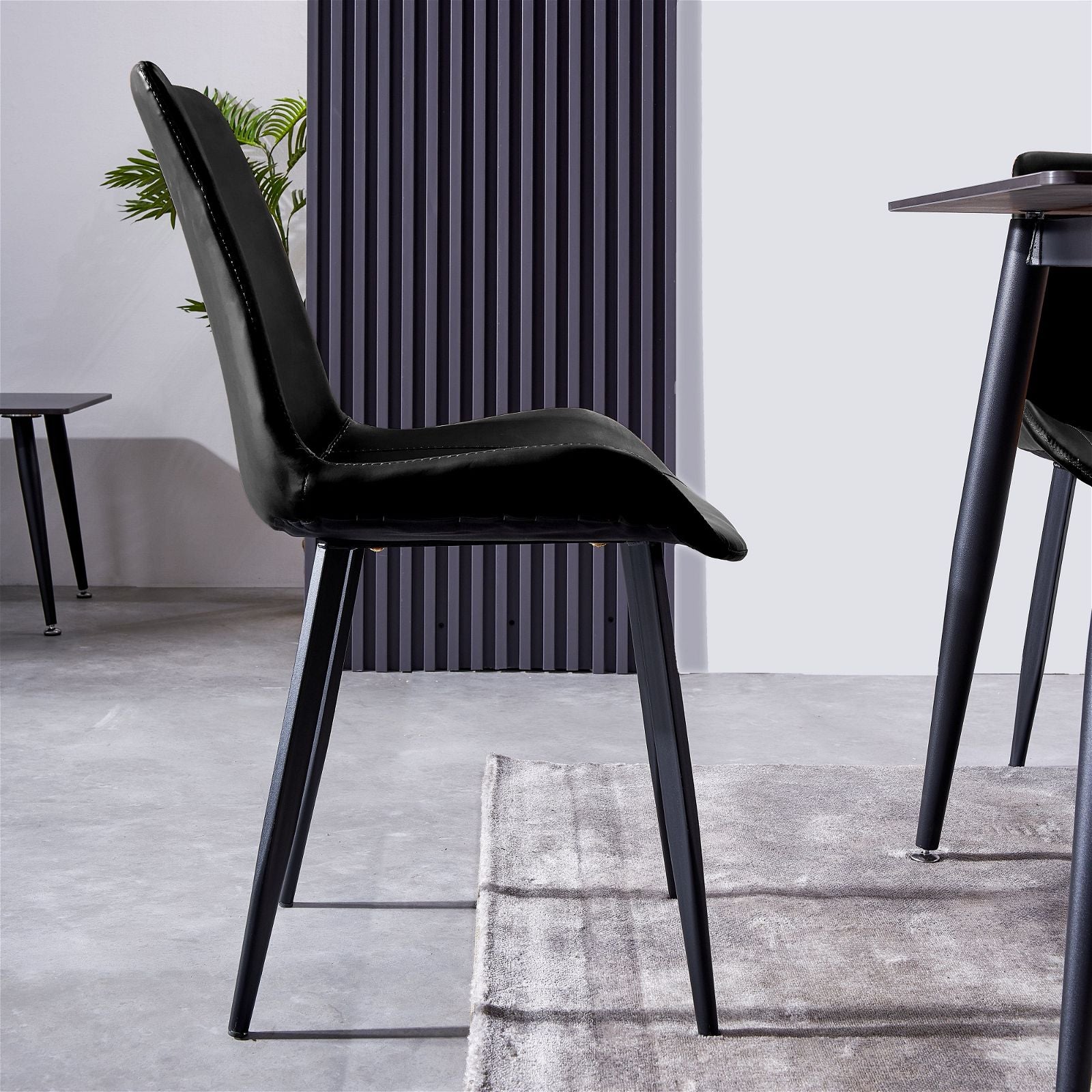 Premium Black PU Dining Chairs Set of 4 - Modern Carbon Steel Frame Kitchen Chairs for Dining Room, Restaurant & Home Decor - Criterion Brand