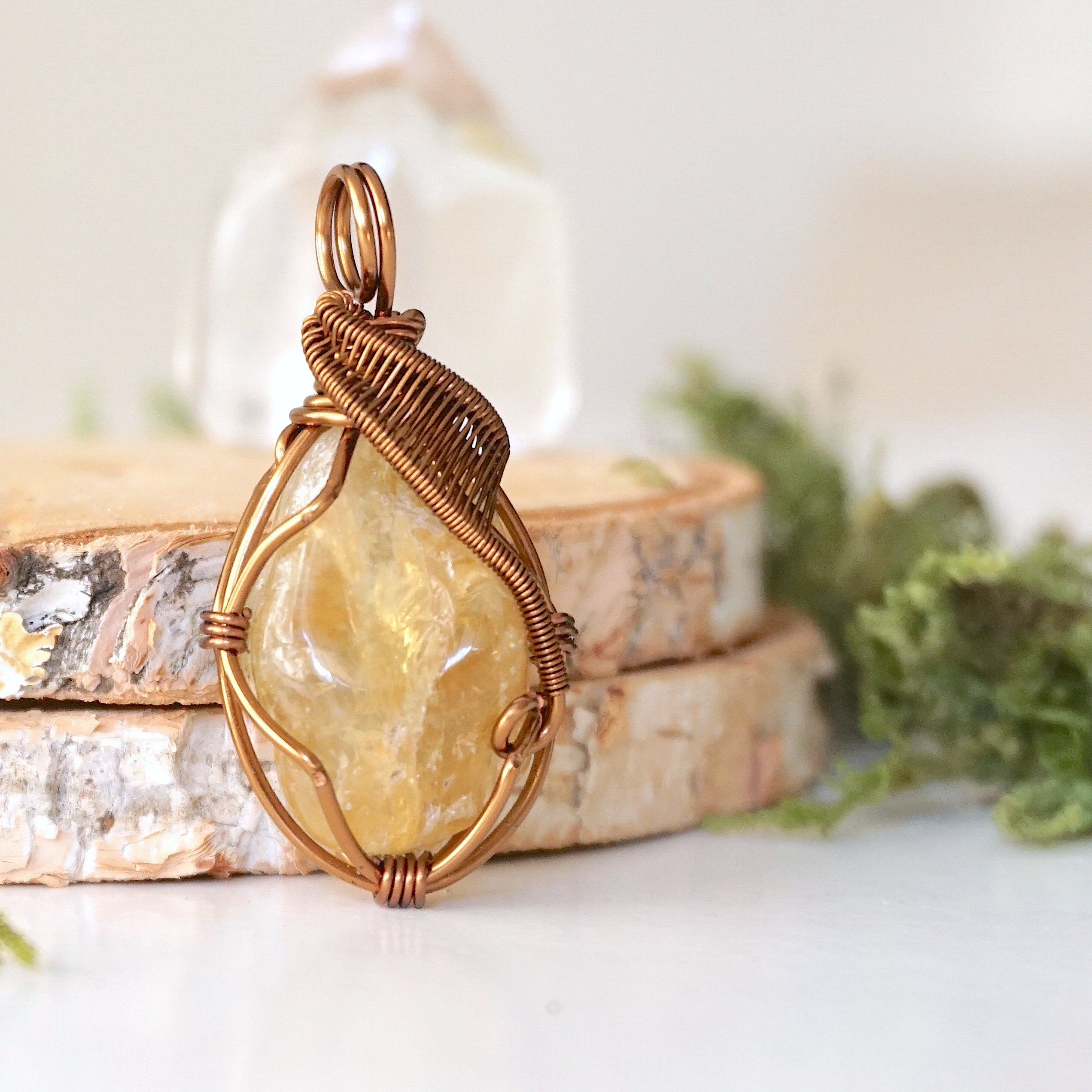 Antique Bronze Citrine Pendant Necklace for Women - Elegant Bohemian Jewelry for Parties, Weddings & Everyday Wear