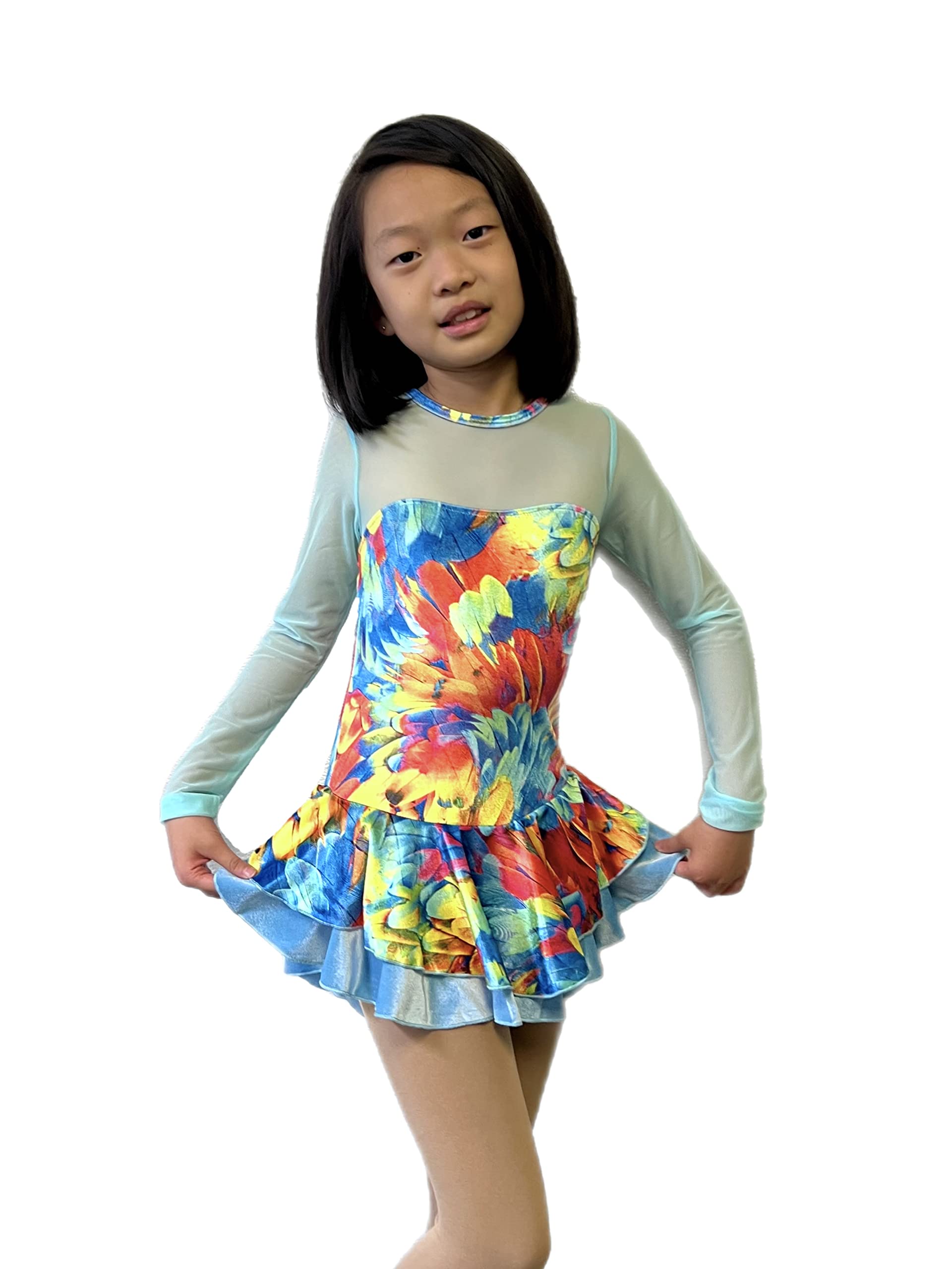 Elegant Velvet Ice Skating Dress for Girls - Stretchy & Comfortable Figure Skating Costume - Perfect for Competitions, Performances & Practice