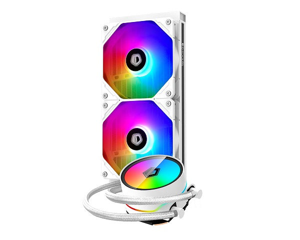 ID Cooling ZoomFlow 240 XT Snow ARGB AIO Liquid CPU Cooler - 240mm Radiator, Dual PWM Fans, RGB Lighting - Perfect for Gaming PCs & High-Performance Workstations