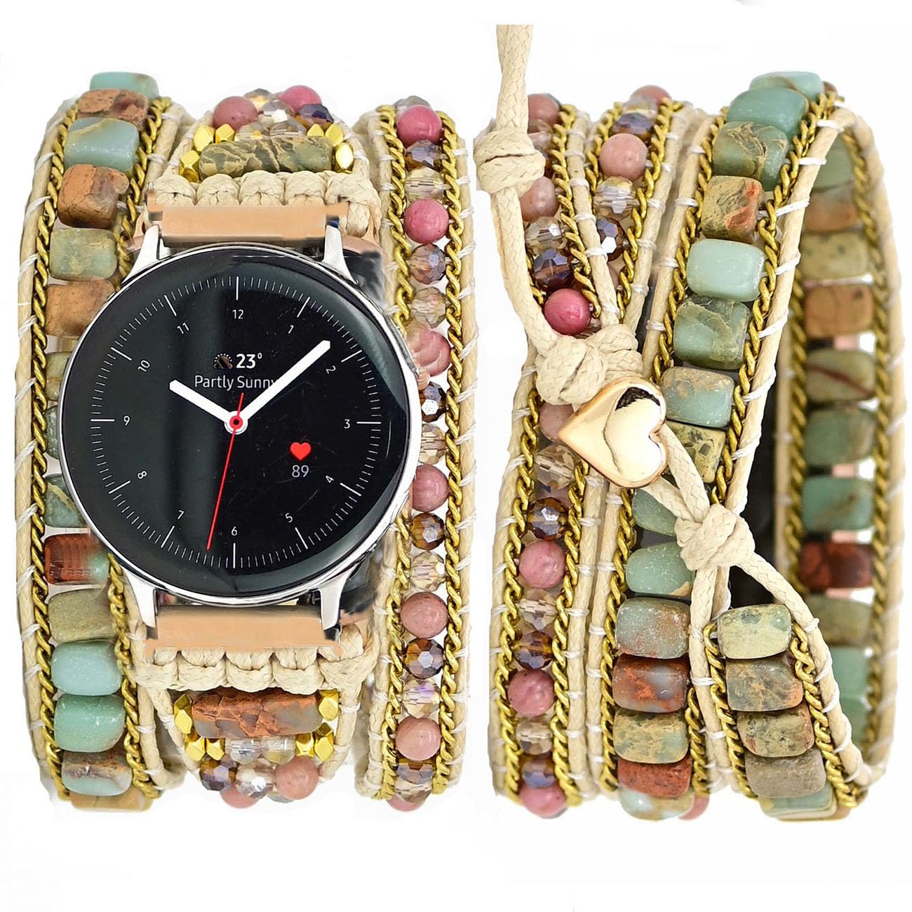 Samsung Galaxy Watch 6/5/4 Band - 20mm Boho Beaded Strap for Women & Men - Yoga & Meditation Accessory