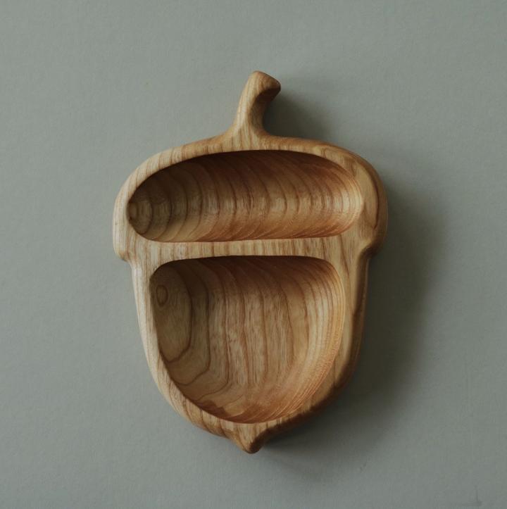 Handmade Wooden Acorn Shaped Dish - Natural Wood Serving Tray for Home Decor, Party Snacks, and Holiday Display - Perfect for Thanksgiving, Christmas, and Rustic Table Settings