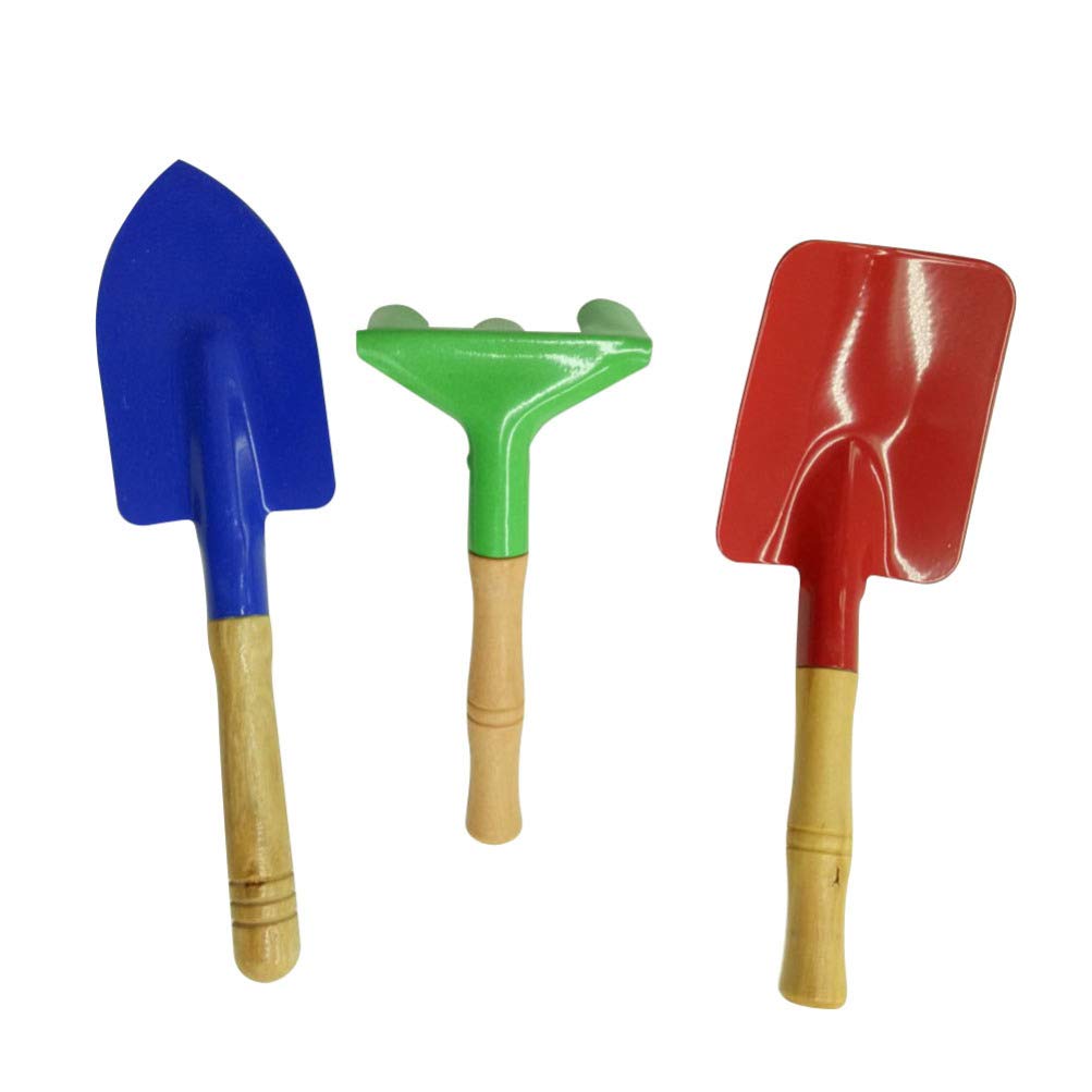 Kids Gardening Tools Set - Metal & Wooden Handle for Planting - Trowel, Rake, Shovel - Outdoor Fun for Children