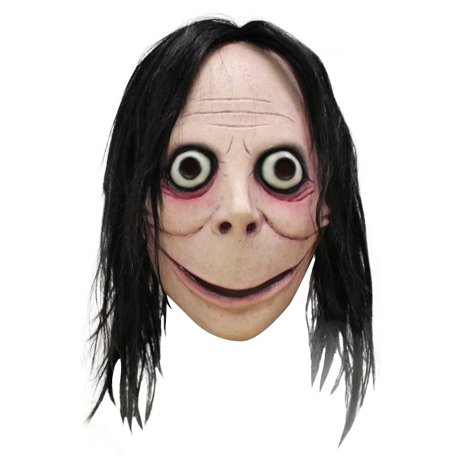 Ghoulish Productions Momo Latex Mask - Scary Halloween Costume Mask for Adults, Creepypasta Inspired Horror Mask (One Size) - Perfect for Halloween Parties, Haunted Houses & Cosplay Events